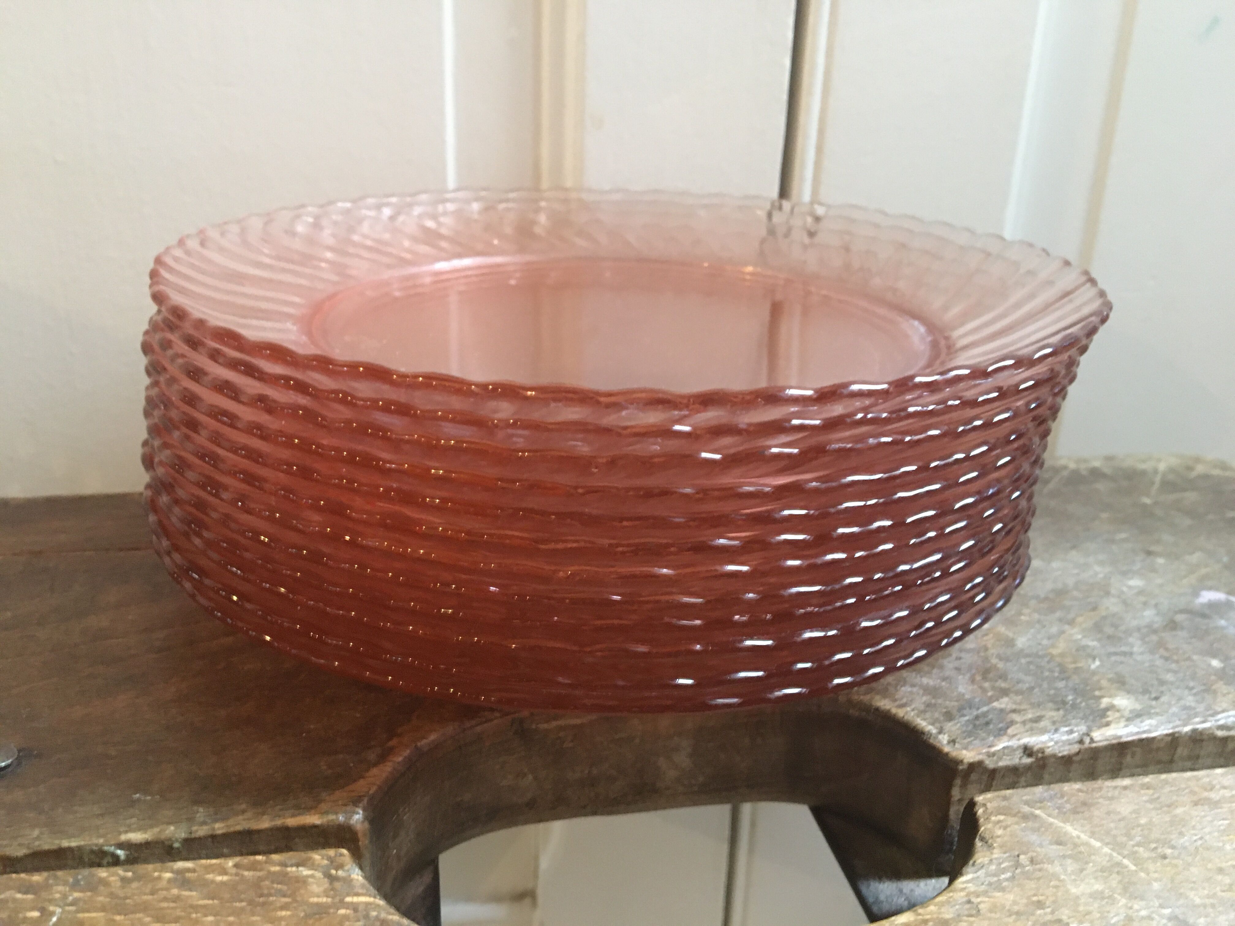 12 powder pink dessert plates