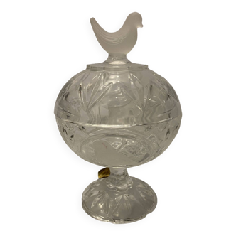 Cristal d'Arques candy box with animal and bird motifs