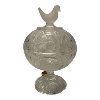 Bonbonnière Cristal d'Arques motifs animaux oiseaux