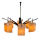 Six-armed chandelier with frosted glass lampshade, Stilux, Italy, 1960s.