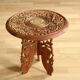 Handmade hand carved wooden plant stand, vintage from the 1970s