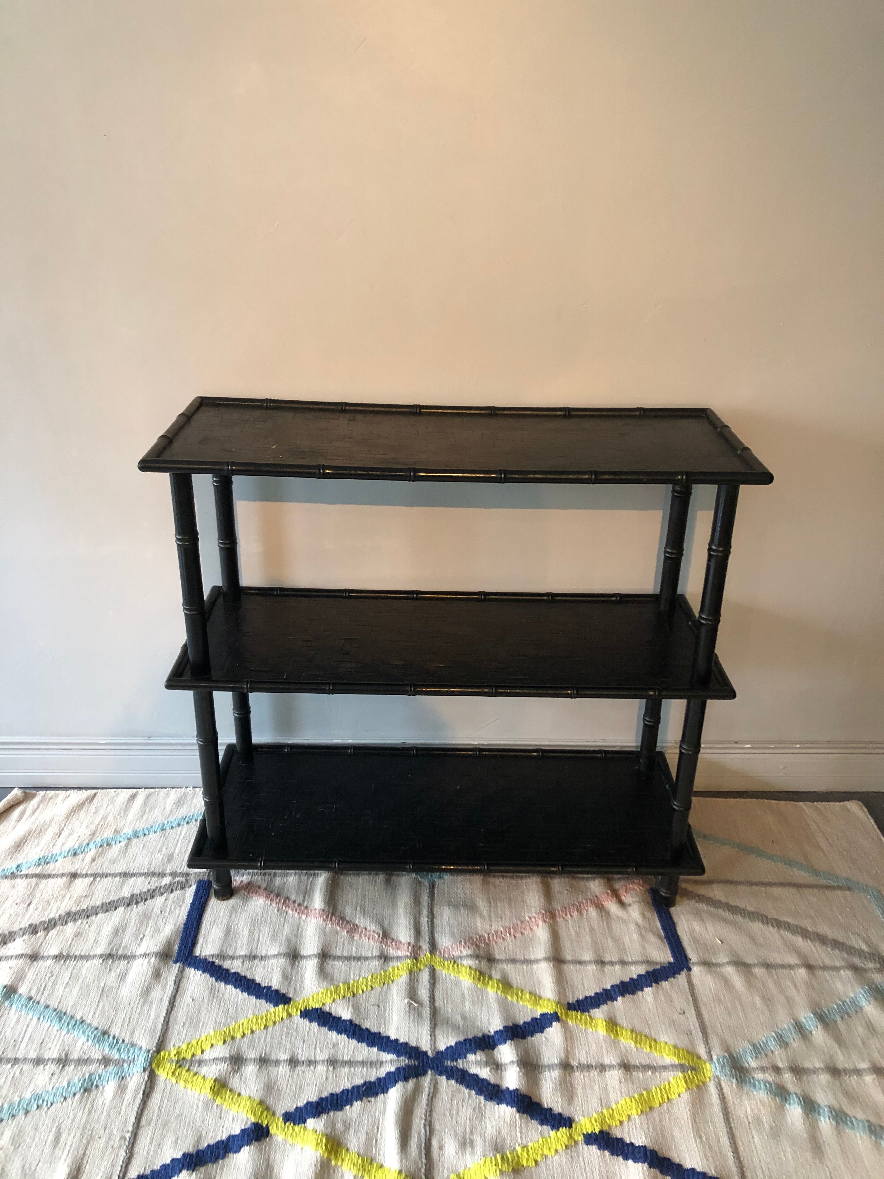 Vintage bamboo black shelf