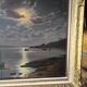 Old painting signed Roger de la Corbières – Seascape in the moonlight