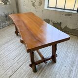 Aranjou farmhouse table in blond elm, 1950s