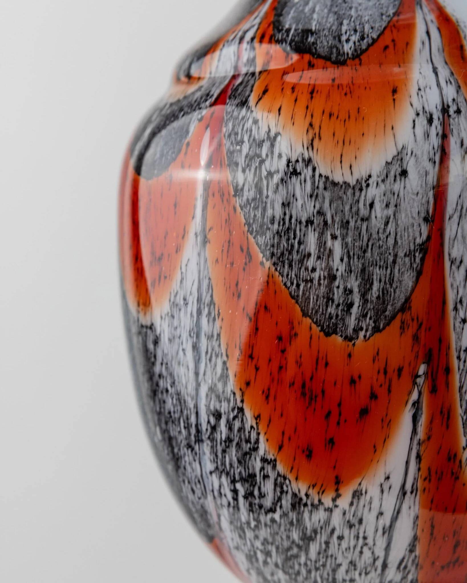 Orange White Black Multicolor Murano Glass Vase by Carlo Moretti – Italy 1970s, Tall Centerpiece