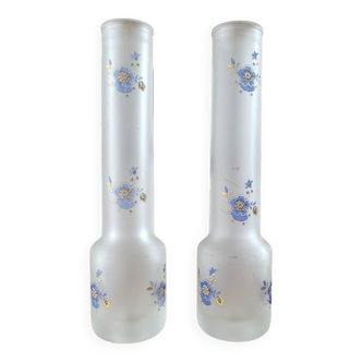 2 miniature tubular vases