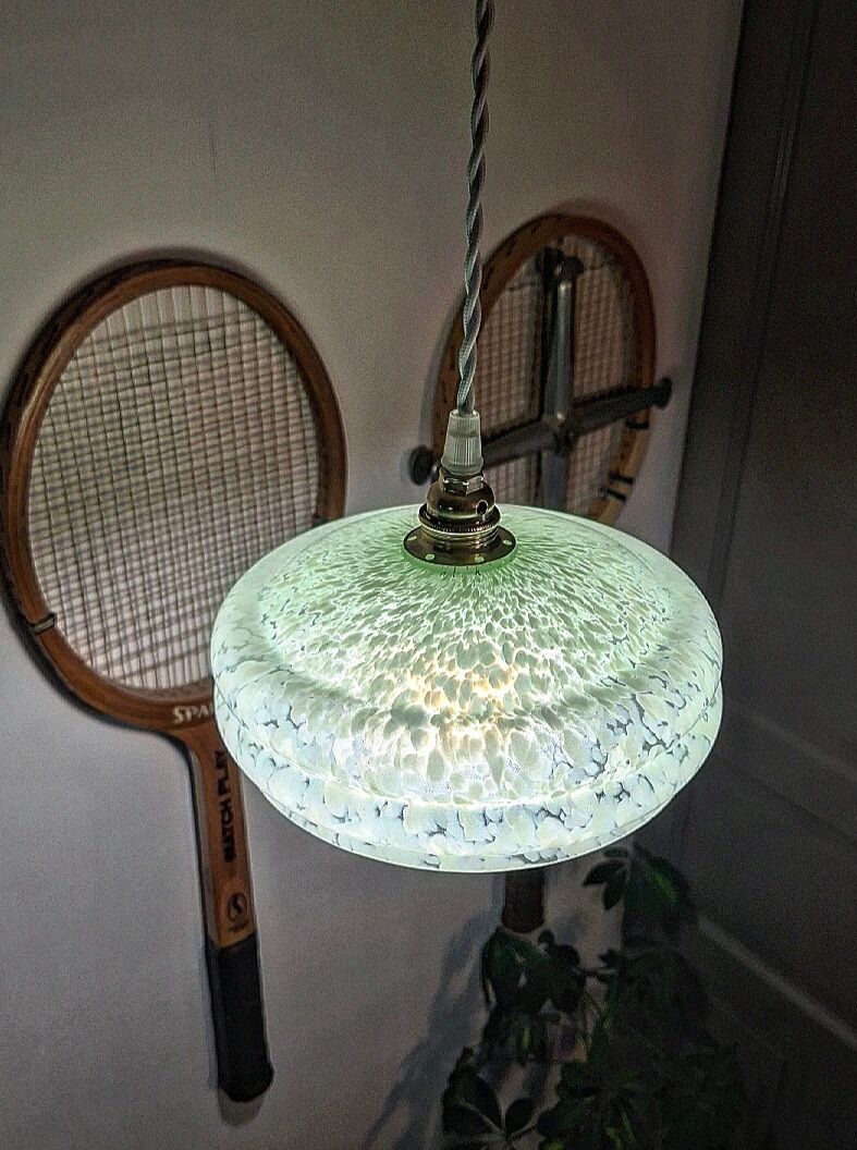 Vintage glass pendant light from Clichy