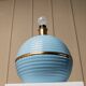 XXL light blue ceramic table lamp with gold band, Italy 1980s, Hollywood Regency