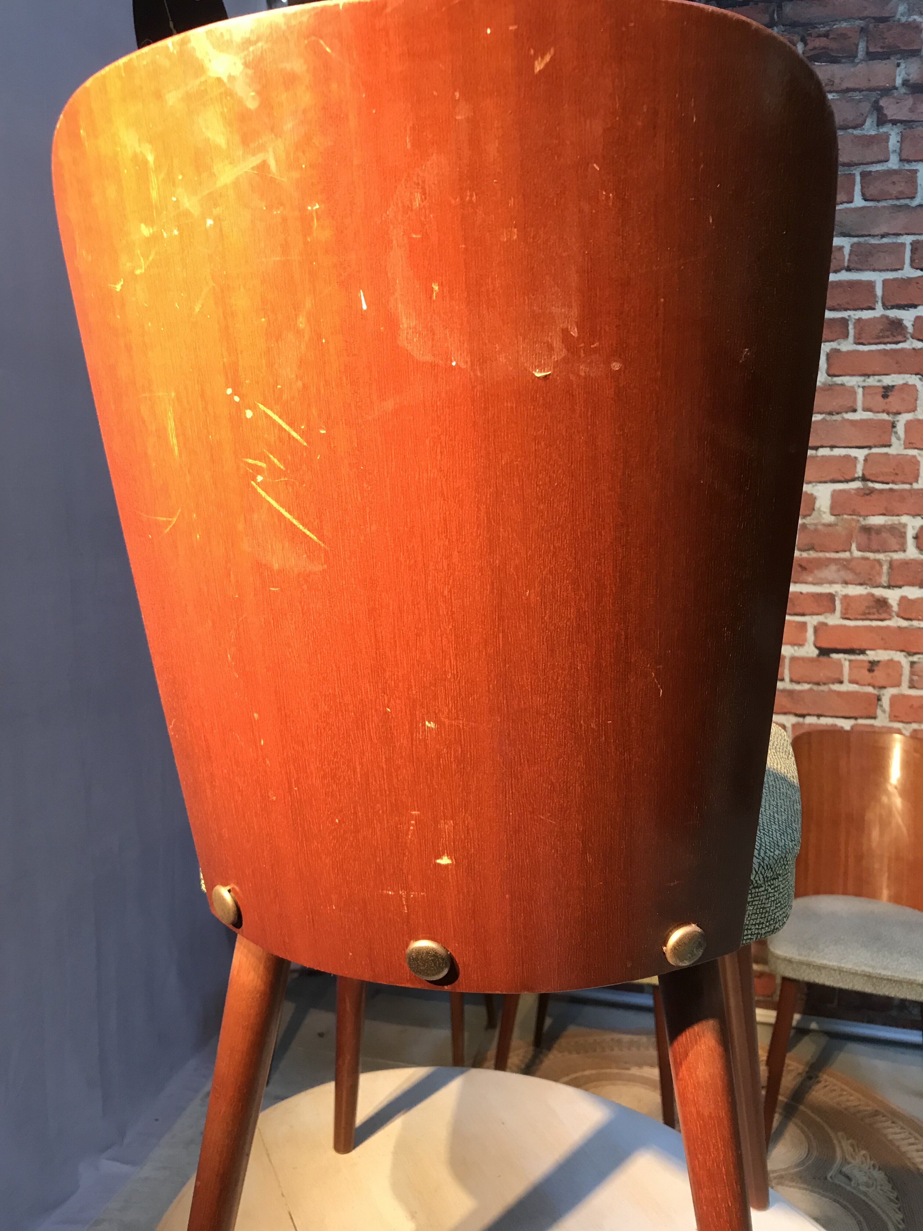Set of 4 chairs and 1 armchair design 50s