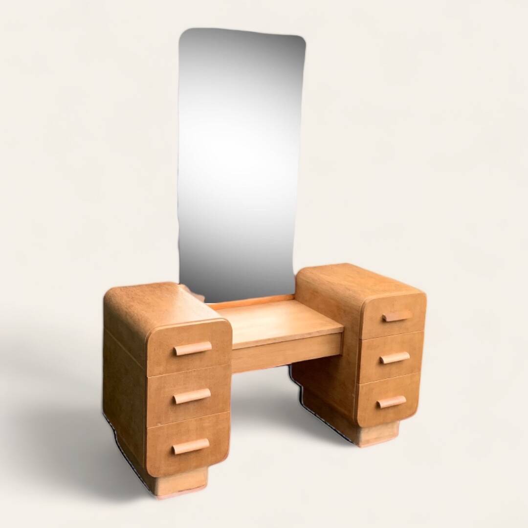 Art Deco dressing table in raw oak produced by Tatra Nabytok Czechoslovakia 1950