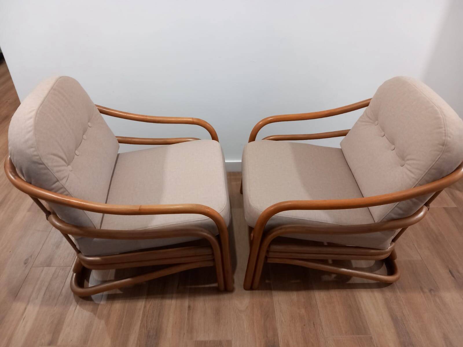 Two rattan armchairs from the 1970s, Scandinavia