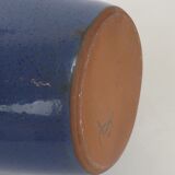 Signed enamelled terracotta bottle vase