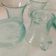 Service en verre soufflé bullé vert d'eau – Coupe sur pied, 5 tasses et louche