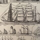 Lithographie gravure sur les navires de 1897