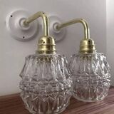 Pair of ceramic and glass wall sconces