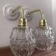 Pair of ceramic and glass wall sconces