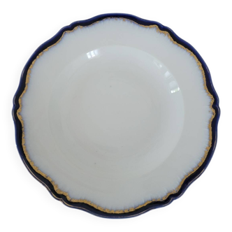 Fine porcelain soup plate with scalloped edge