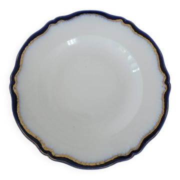 Fine porcelain soup plate with scalloped edge