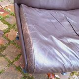 Swivel leather armchair from the 70s, Italian design.