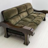 Luciano Frigerio Mid-Century Modern Italian Wood and Suede Sofa "Ussaro",70