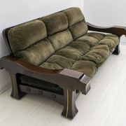 Canapé italien en bois et daim "Ussaro" de Luciano Frigerio, 1970