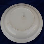 Hollow round dish in sarreguemines blue pink style diam 26.5 cm