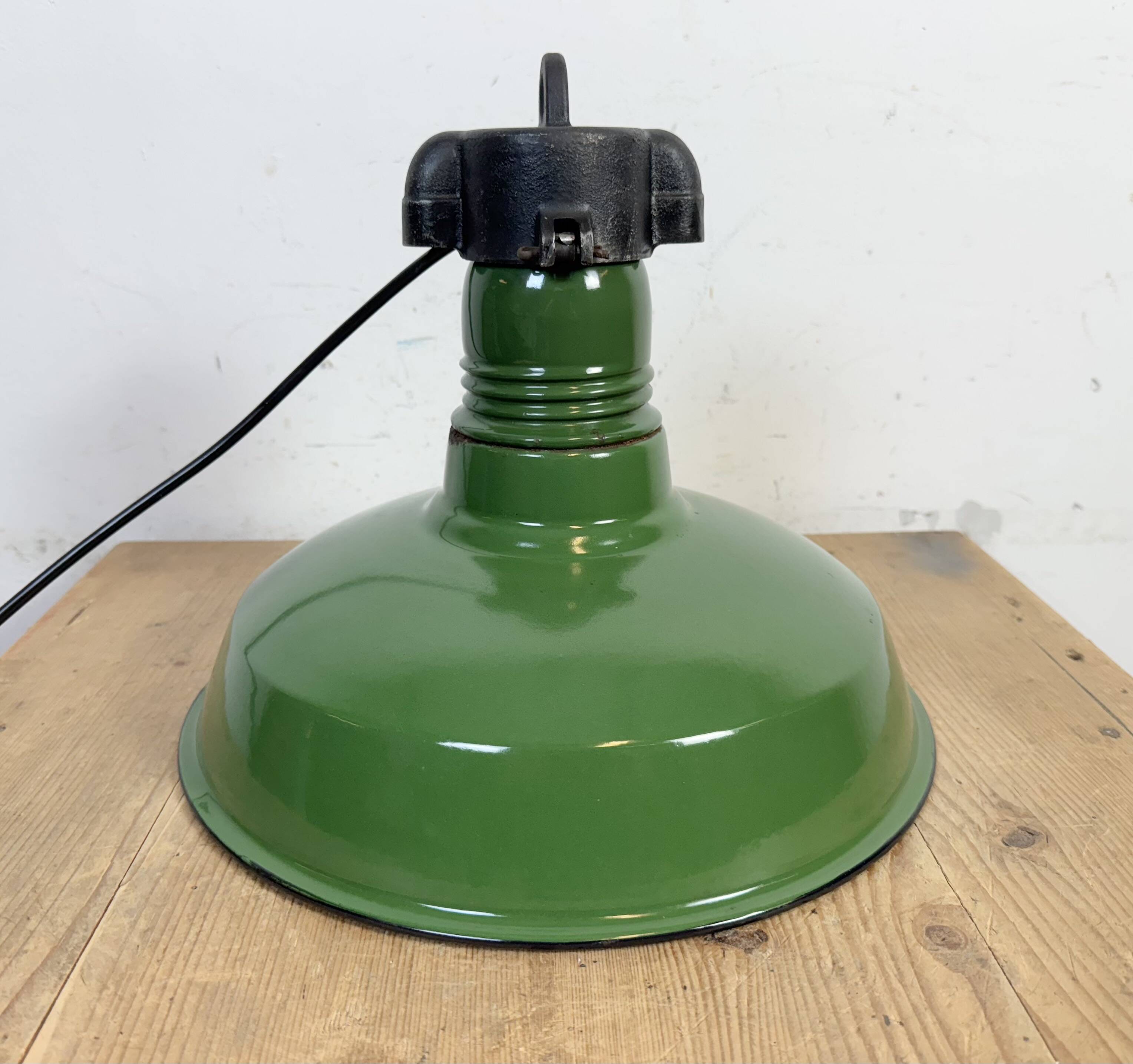 Industrial Green Enamel Factory Pendant Lamp, 1960s