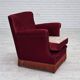 1970s, Danish armchair, furniture velour, ash wood legs.