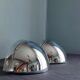 Pair of vintage chromed metal half-moon wall lamp
