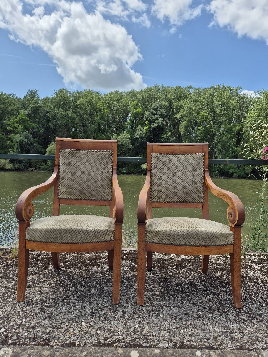 Pair of armchairs with Empire Restoration handles 1900s