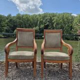 Pair of armchairs with Empire Restoration handles 1900s