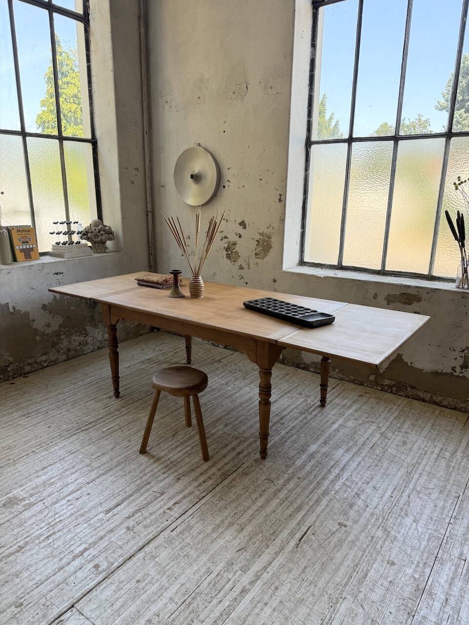 Table de ferme noyer à rallonges 150-250cm