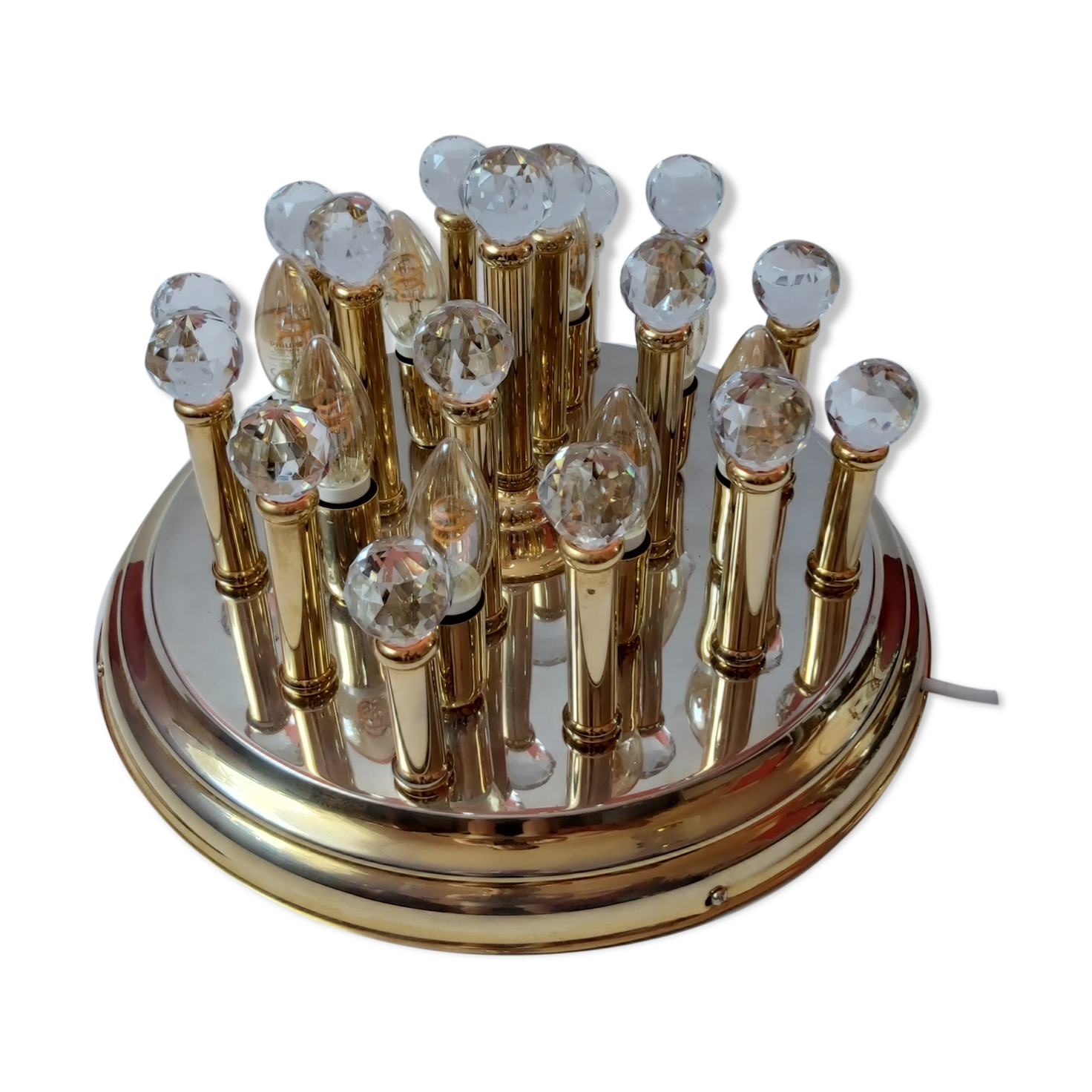 Brass plafond with Swarovski crystals, 1970s