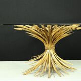 Mid century Coco Chanel gilt oval glass and brass table sheaf of wheat