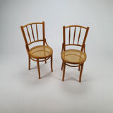 Set of 2 Romanian Cane and Birch Bentwood Chairs, 1960s