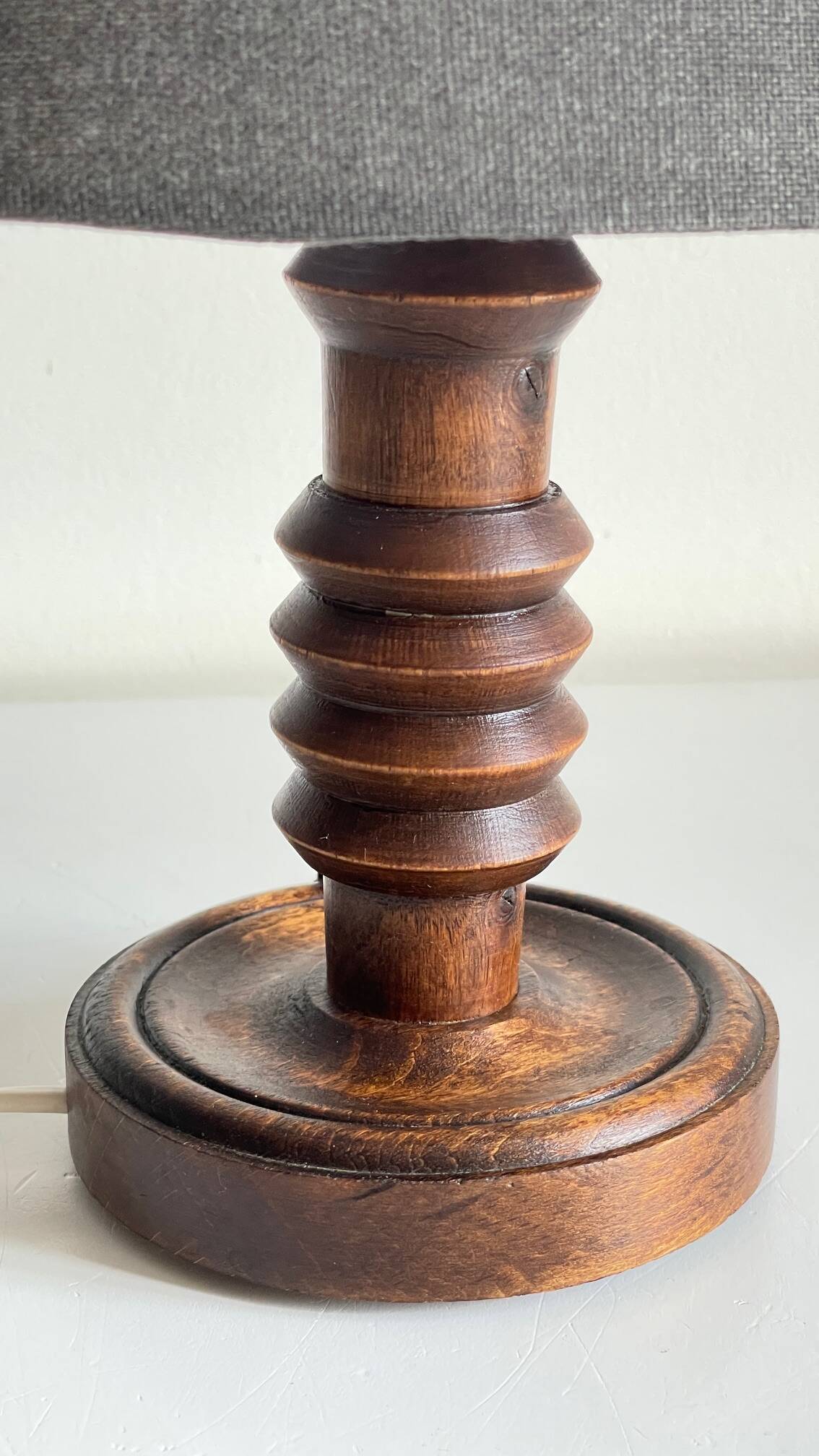 Vintage Charles Dudouyt Style Wooden Lamp
