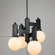 Vintage Geometric Black and Opaline Glass Ceiling Lamp