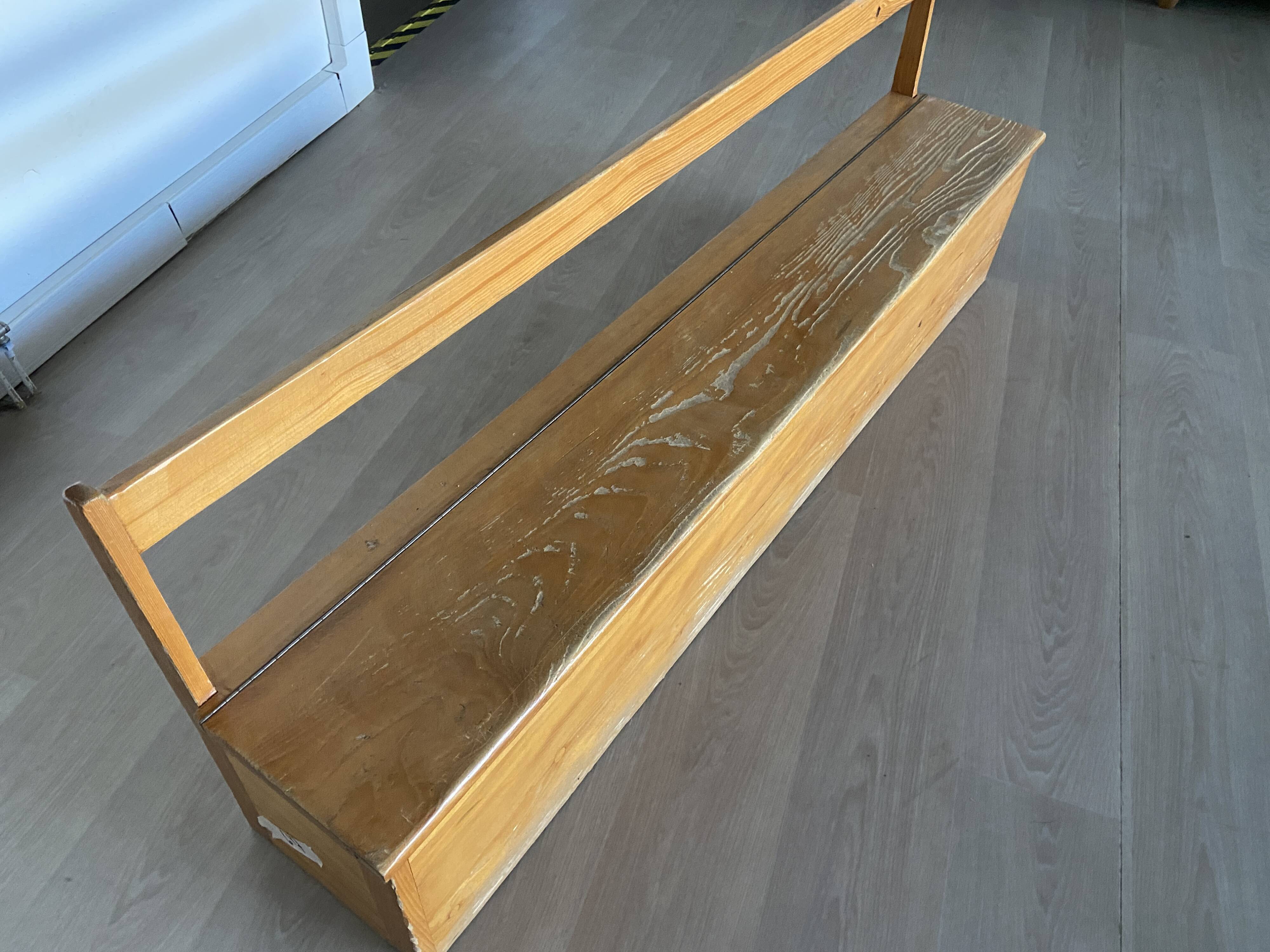 Vintage nursery school chest bench 1980s in pine