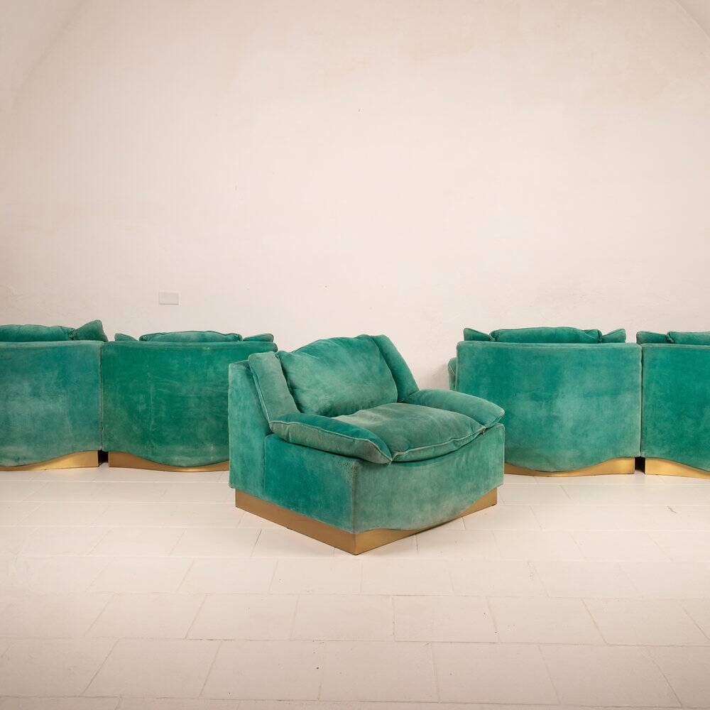 Set of 5 Stropiccio armchairs by Luciano Frigerio for Frigerio di Desio 1975