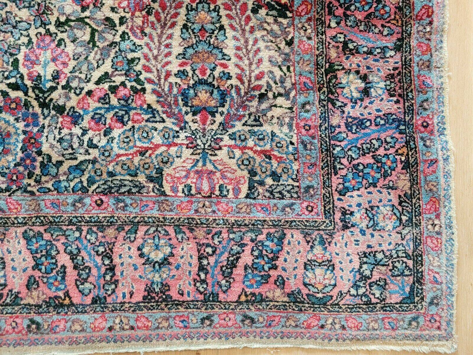 Antique Handmade Middle Eastern Kerman Rug 3.9' x 6.9' (120 cm x 211 cm), 1920s - 1L15