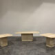Table basse en travertin vintage et tables d'appoint, années 1980