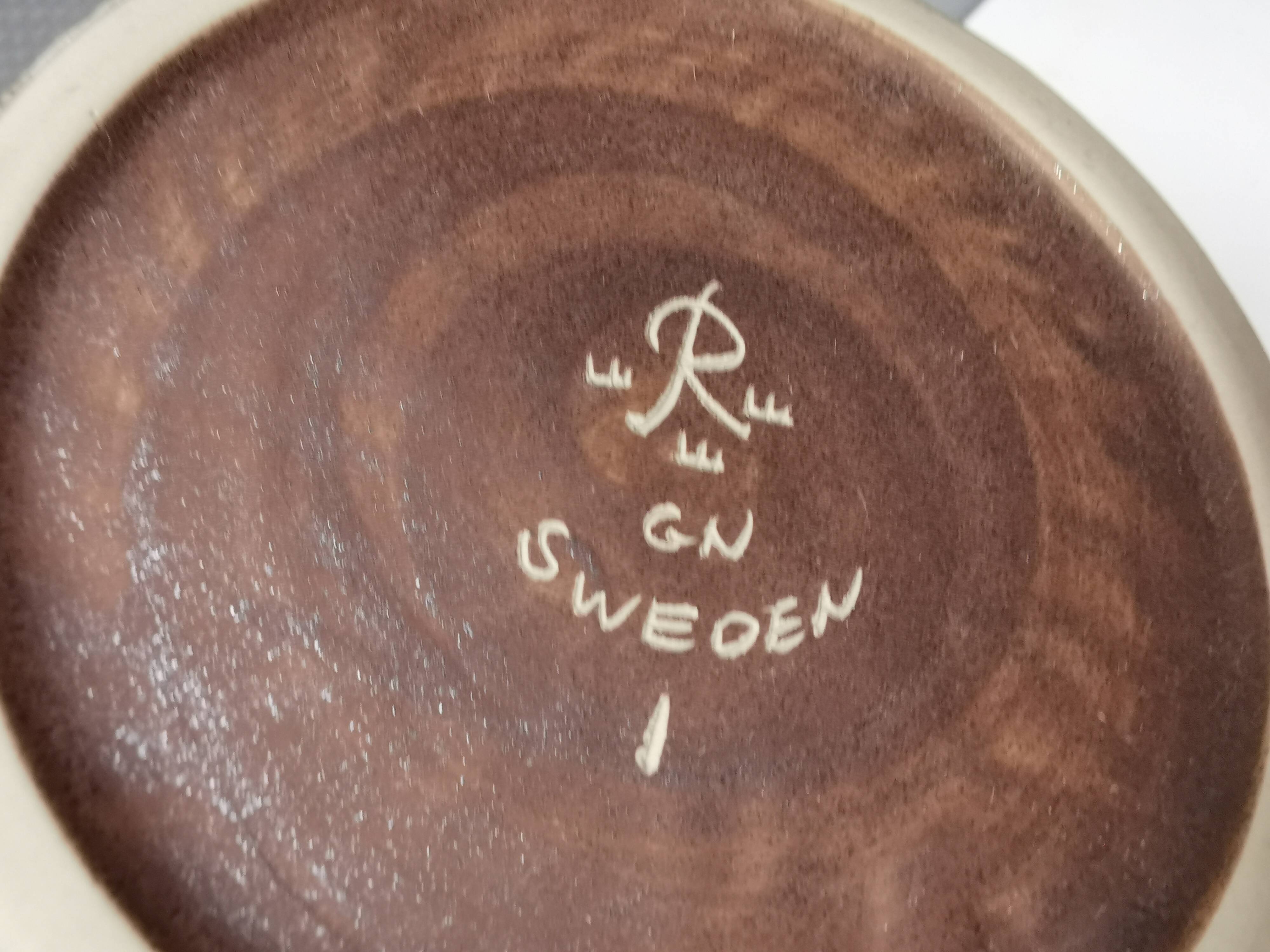 Ashtray in blue hares fur glaze from Rörstrand Sweden, by Gunnar Nylund