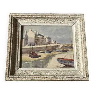 Claude HOUAL Marine Watercolour Titled "Port Haliguen" Circa 1950