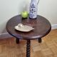 Round wooden coffee table turned Breton style, 50 cm