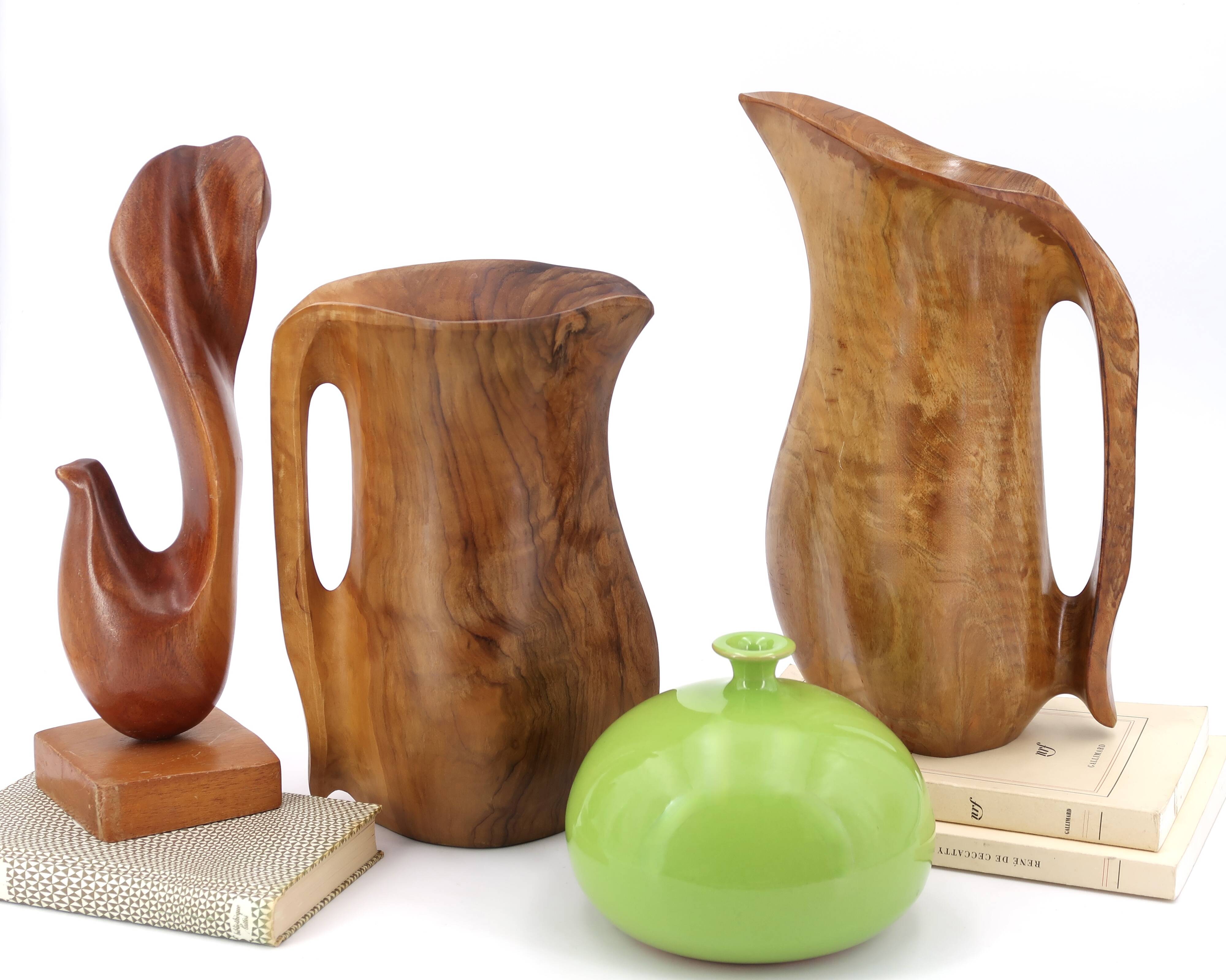 Sculptural wooden pitcher, 1960s
