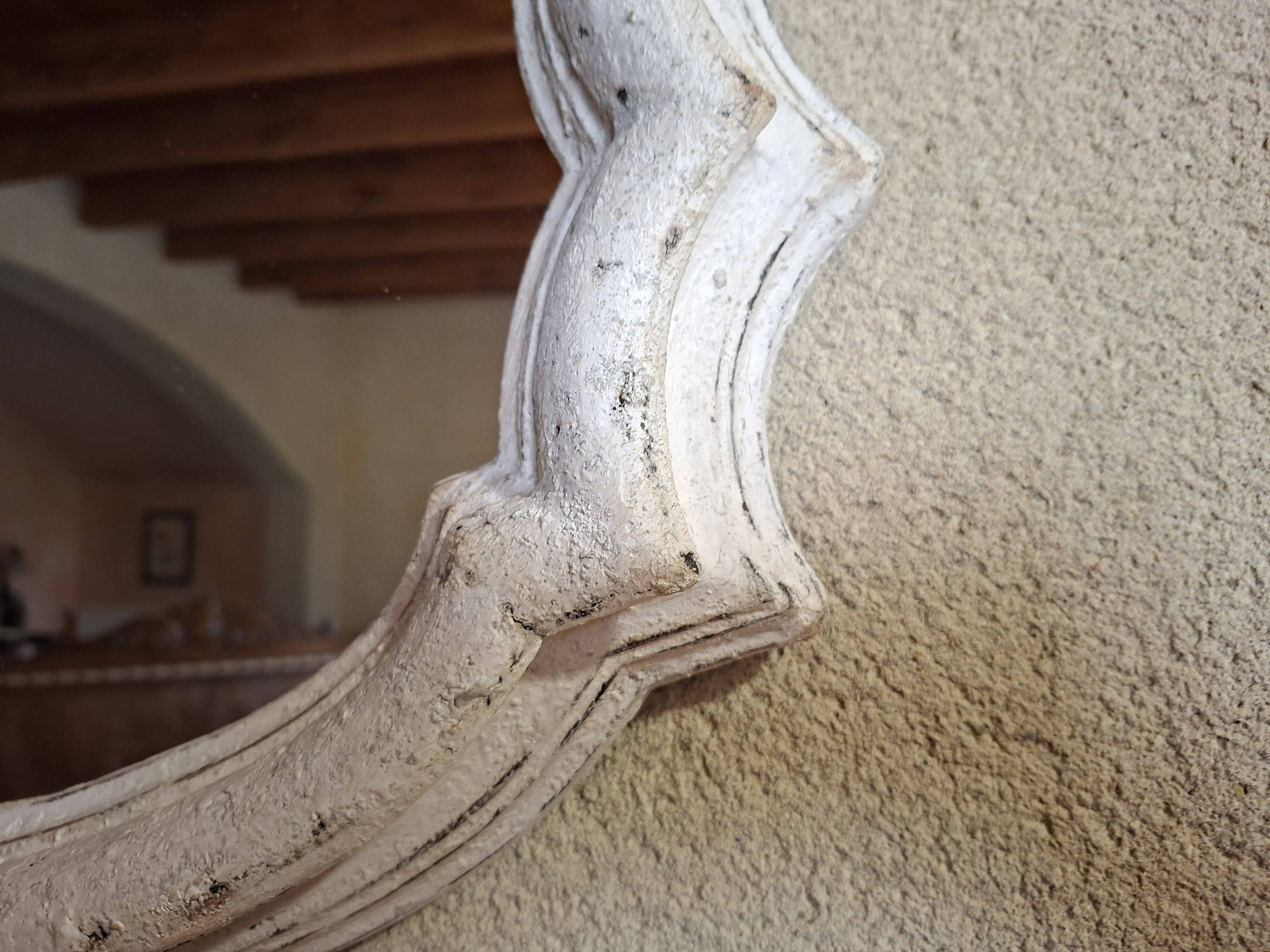 White patinated baroque mirror