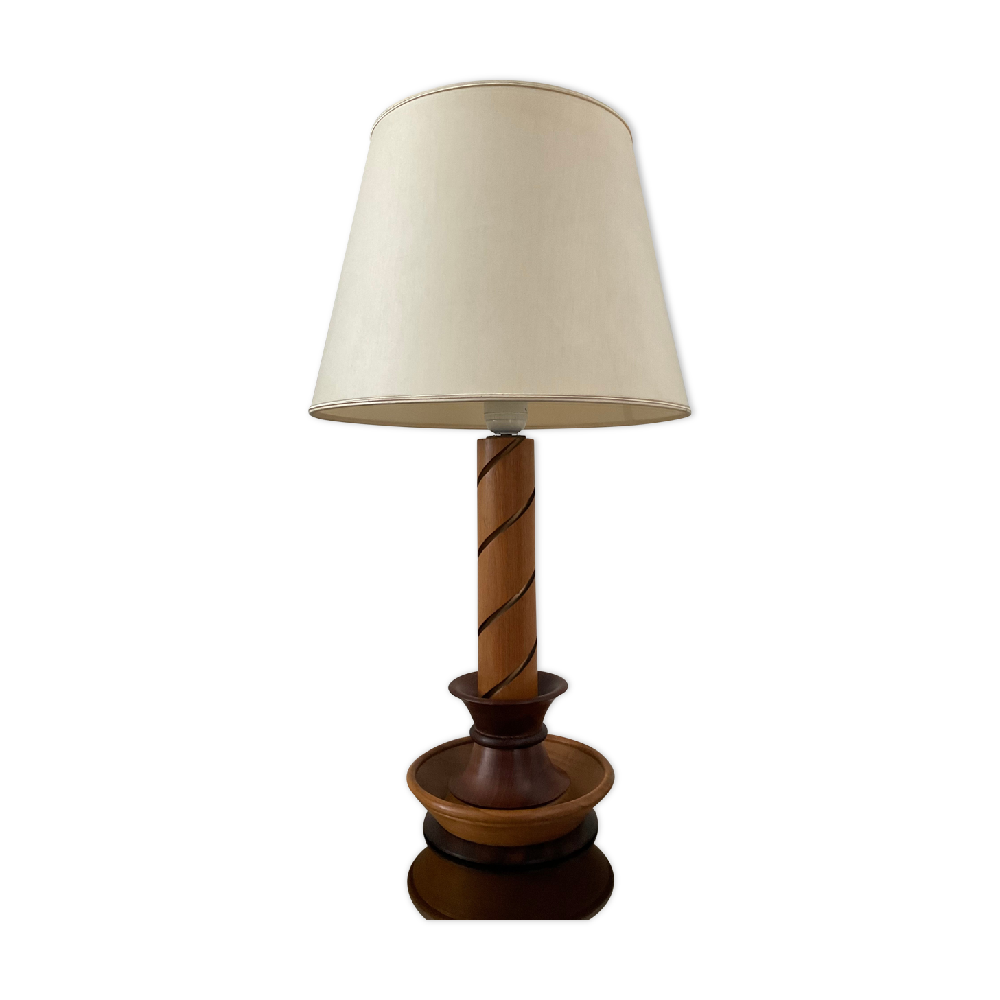 Lampe vintage en bois années 60-70