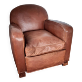Leather club armchair, art deco