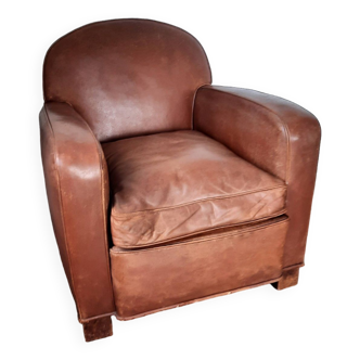 Leather club armchair, art deco