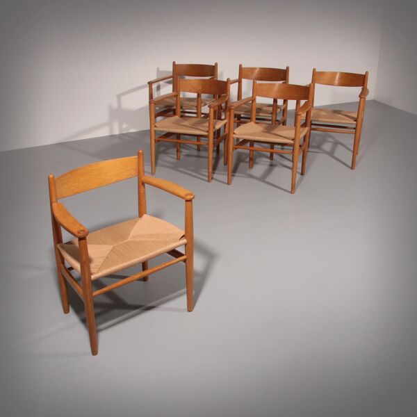 Chaises de salle à manger en chêne et nouvelle corde à papier par Hans J. Wegner pour Carl Hansen CH37
